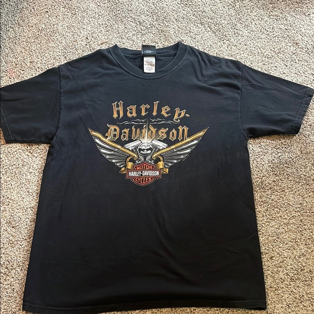 Harley-Davidson Black Short Sleeve Tee with Classic Winged Design